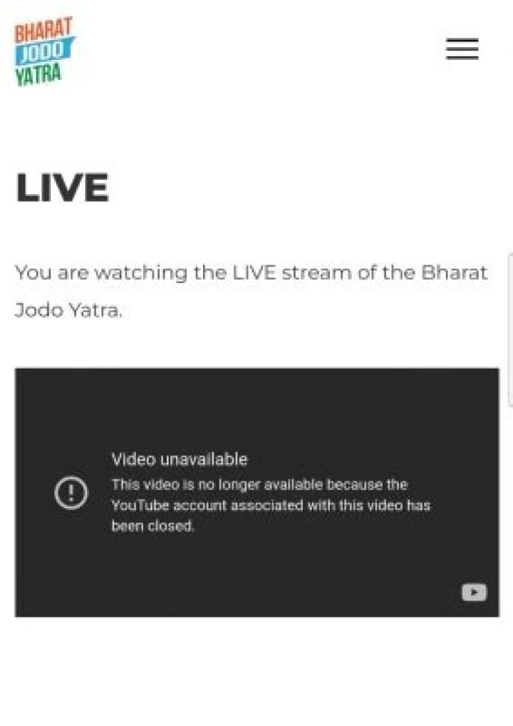 
Cong’s Bharat Jodo Yatra YouTube channel faces glitch on first day 