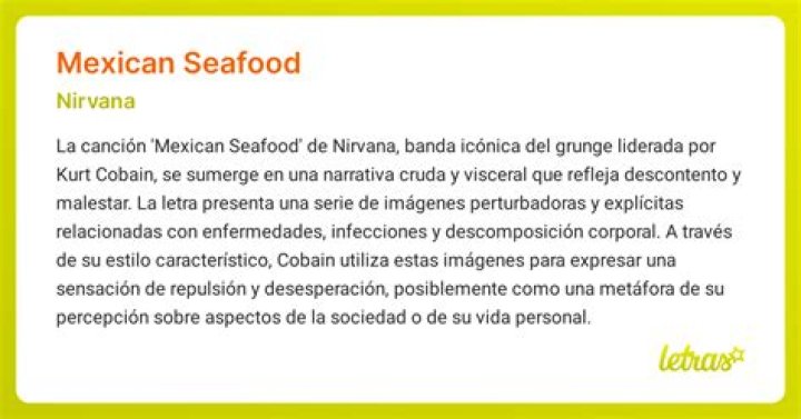 Nirvana’s
Mexican Seafood Lyrics