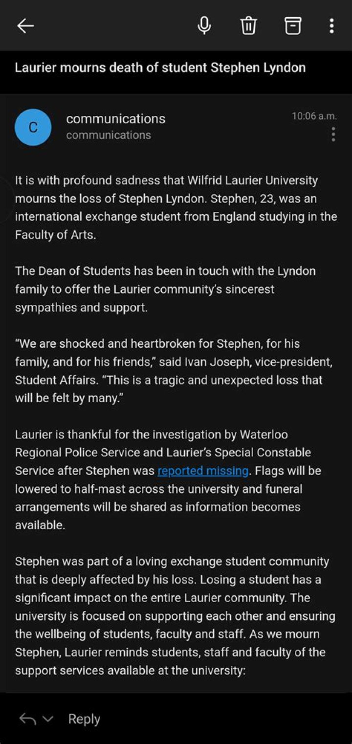 
Stephen Lyndon From Wilfrid Laurier University, Was The Missing UK Student Found? 