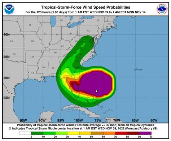 
Tropical Storm Nicole Makes Landfall in the Bahamas, Expected to Hit Florida as Category 1 Hurricane 